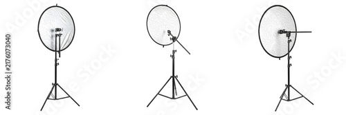 Photography Studio Light Reflector Stand Set Isolated on White Background
