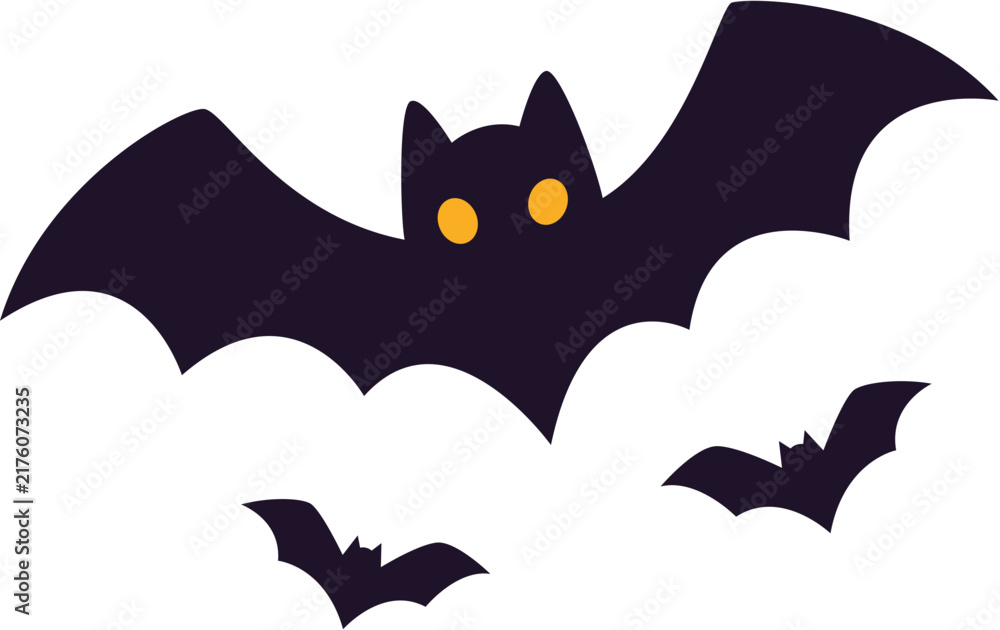 Fototapeta premium Halloween Flying Bats Spooky Cartoon Vector Illustration