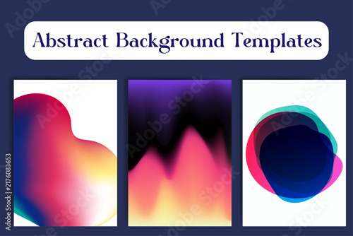 Abstract Background Templates: A collection of three modern abstract background templates featuring vibrant gradients, fluid shapes, and moody color palettes, perfect for design projects.
