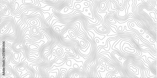 Vector topographic map background. Abstract contour lines pattern. Seamless minimal gray lines. Grayscale elevation curves. Geographic topology design illustration
