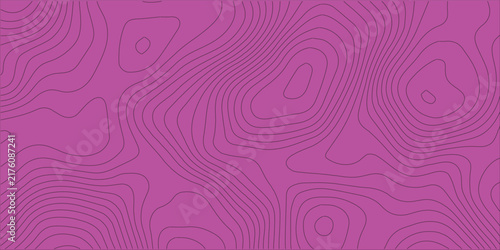 Purple topographic map background. Abstract contour lines pattern. Seamless terrain vector texture for design.