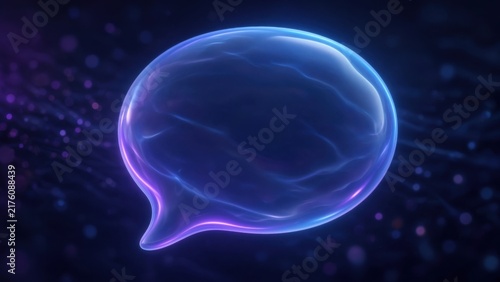 Glowing Blue Speech Bubble on Dark Digital Background