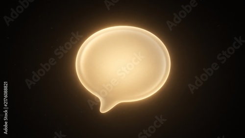 Glowing Speech Bubble Icon on Dark Background
