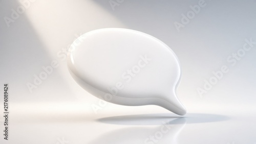 Glossy White 3D Speech Bubble on Light Background