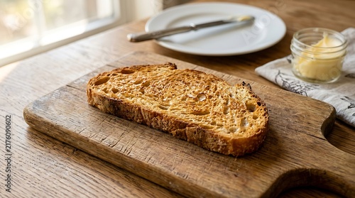Delicious Whole Wheat Toast with Golden Honey on Wood.