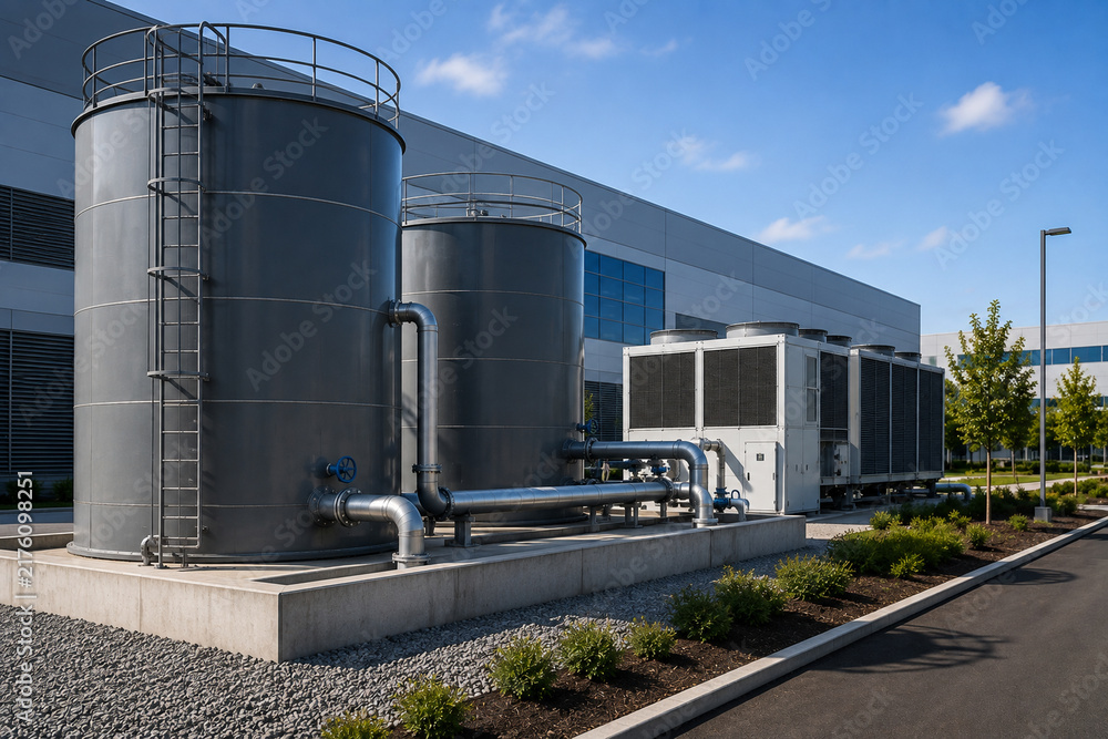 Fototapeta premium AI Data Center Cooling Water Storage