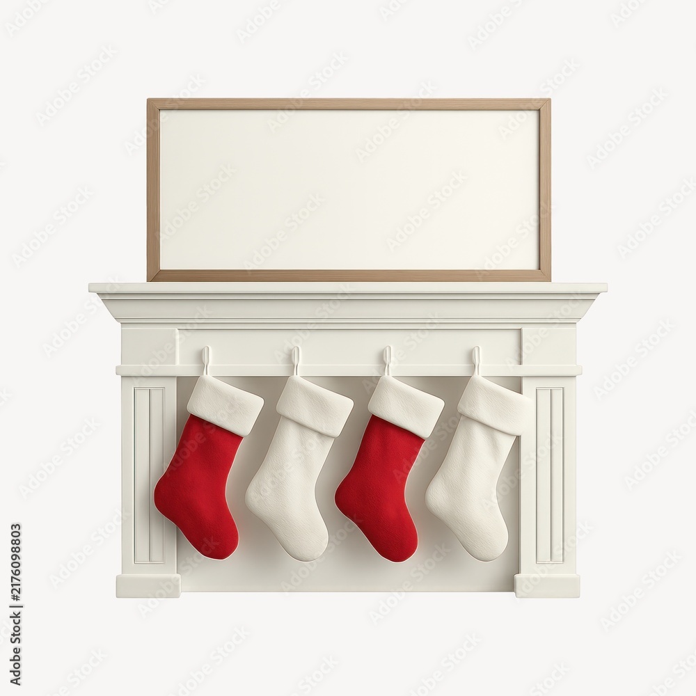 Obraz premium Festive stockings on elegant mantel.