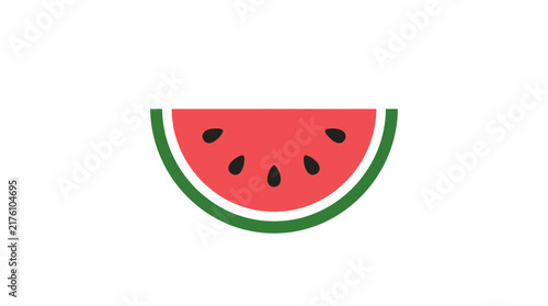 Minimalist flat vector illustration of a fresh watermelon slice