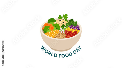 Healthy vegetable salad bowl vector illustration for world food day