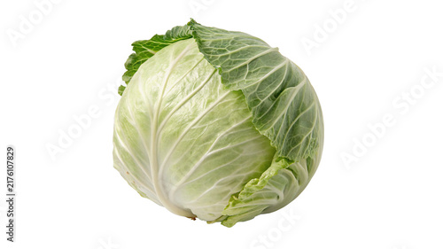 Fotografía Fresh whole green iceberg lettuce head raw vegetable isolated on transparent background for healthy organic salad recipes