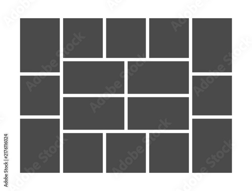 Large photo album collage grid template for many photos.