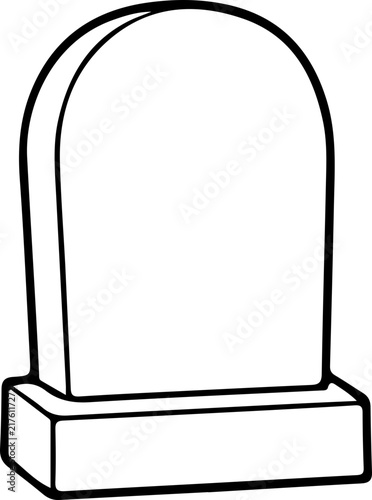 Halloween Tombstone Outline Clipart Isolated on Transparent Background