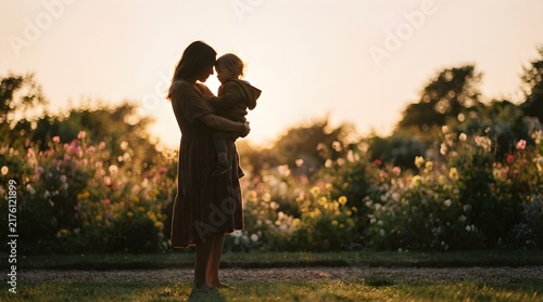 Mother holding child in the park
