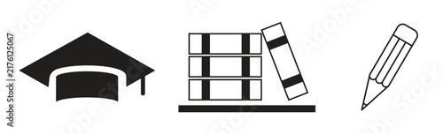 Education and learning black icon set vector illustration