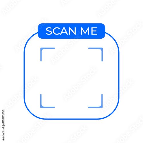 Blue Rounded Square Scan Me QR Code Frame Vector