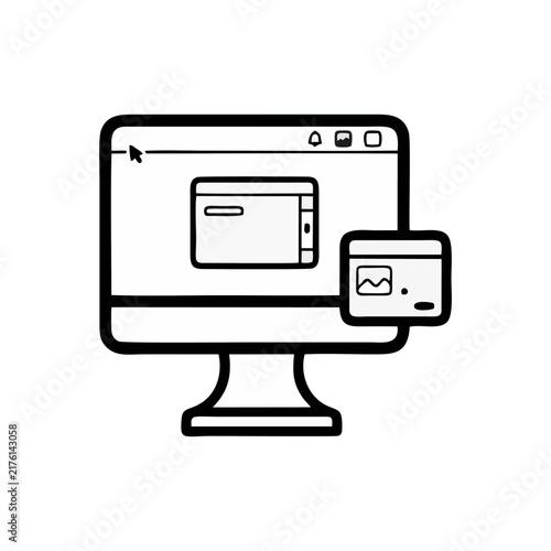 Browser Window Displayed Across Desktop Monitor And Tablet For Digital Access