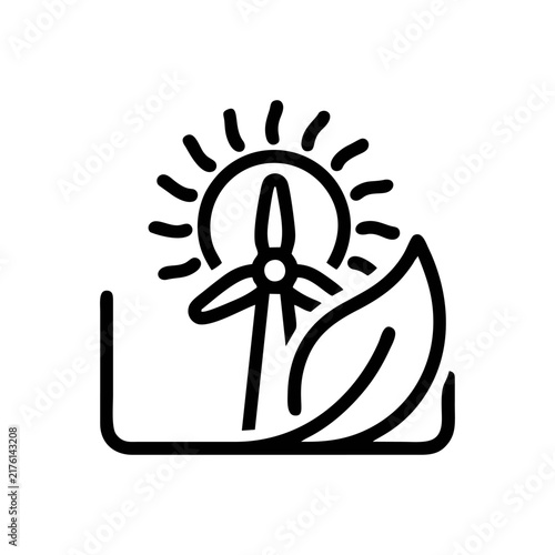 Framed Wind Turbine Emerging Beside Curved Leaf For Clean Energy Concept