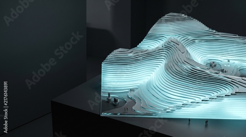 Abstract 3D Glass Wave and Frosted Acrylic Ribbons Background with Negative Copy Space for Minimalist Tech SaaS Landing Page, Web Banner, Futuristic Corporate Branding, and Modern Presentation Header