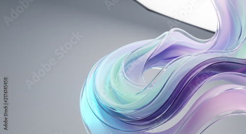 Abstract 3D Glass Wave and Frosted Acrylic Ribbons Background with Negative Copy Space for Minimalist Tech SaaS Landing Page, Web Banner, Futuristic Corporate Branding, and Modern Presentation Header