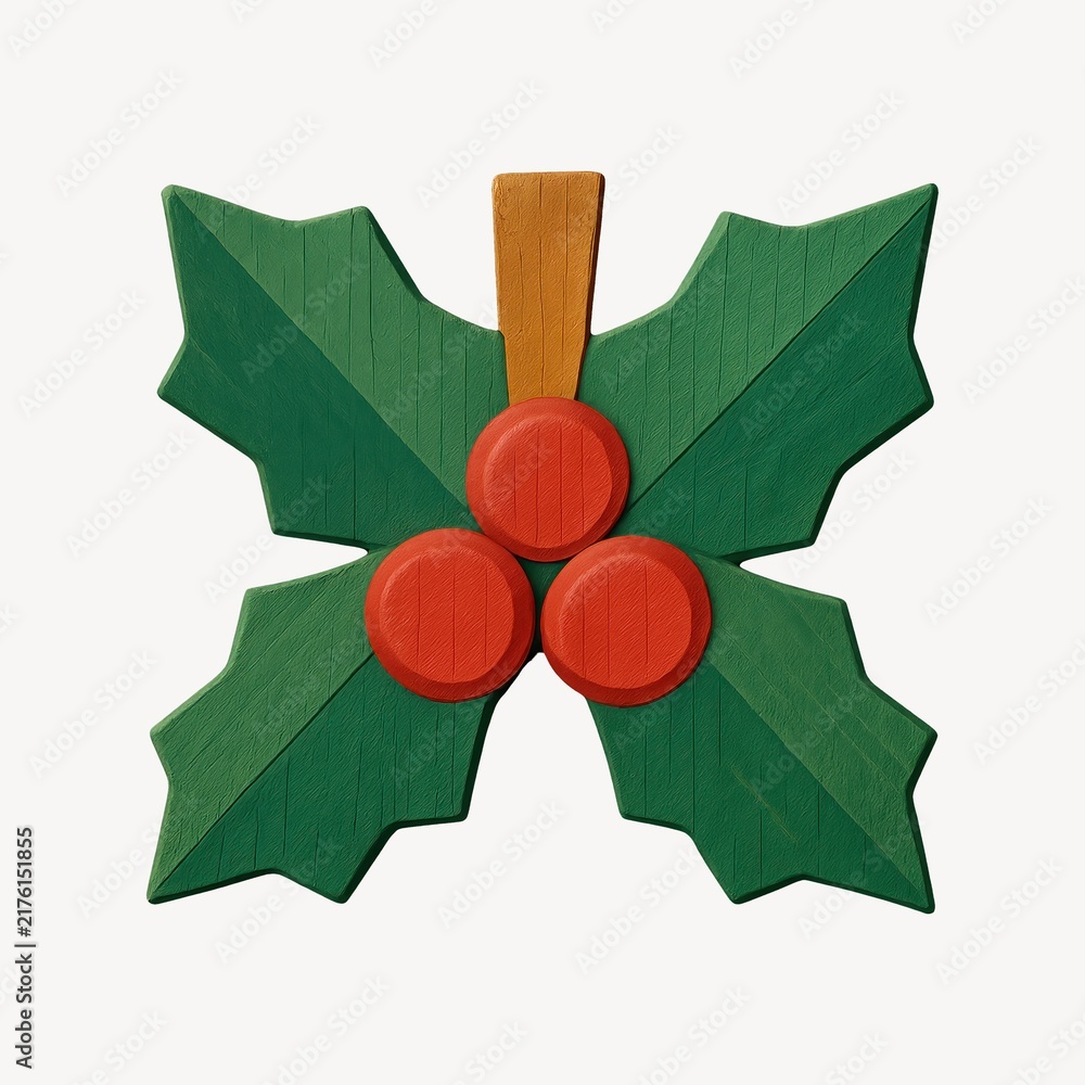 Naklejka premium Festive holly with red berries.