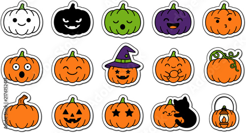 Collection of colorful watercolor pumpkin illustrations perfect for halloween designs and autumn themes
