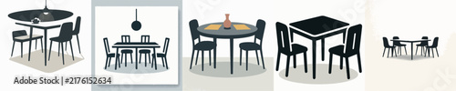 Vector Illustration of a Dining Table Silhouette