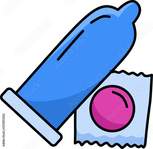 opened condom packaging with blue prophylactic latex material