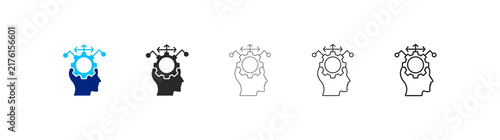 critical thinking icon pack in multiple styles. editable stroke