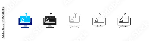 phishing icon pack in multiple styles. editable stroke