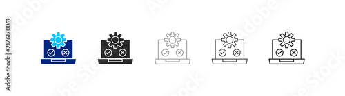 software testing icon pack in multiple styles. editable stroke