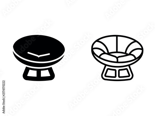 Set of two minimalist papasan chair icons isolated on white background