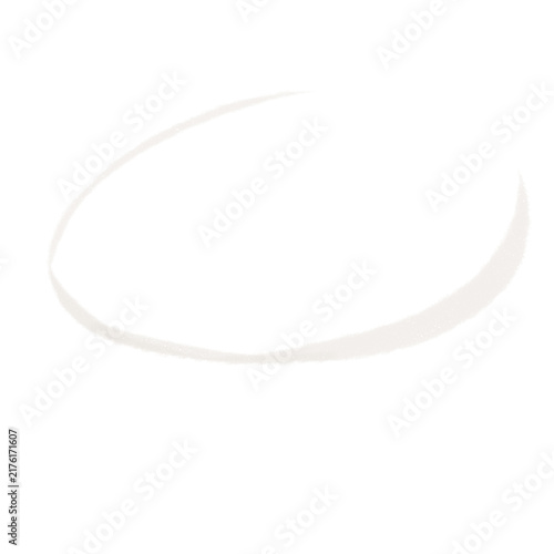Minimalist hand drawn light gray oval brush stroke on white