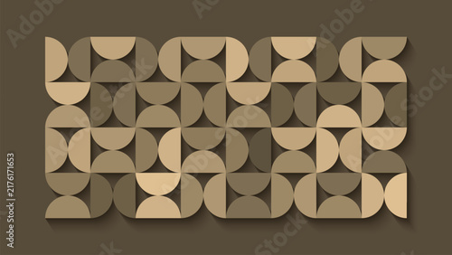 Brown and beige geometric abstract pattern with repeating curved forms