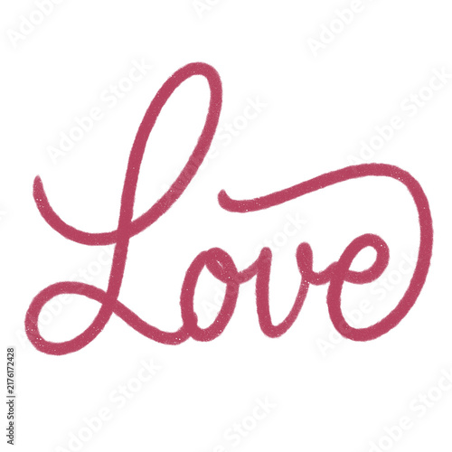 Pink Handwritten Cursive Love Script Isolated on White