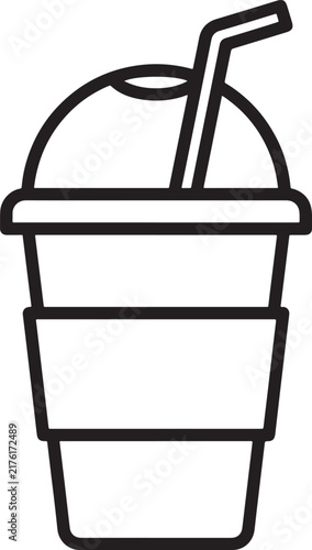 Iced coffee cup icon with straw, takeaway beverage container vector illustration.