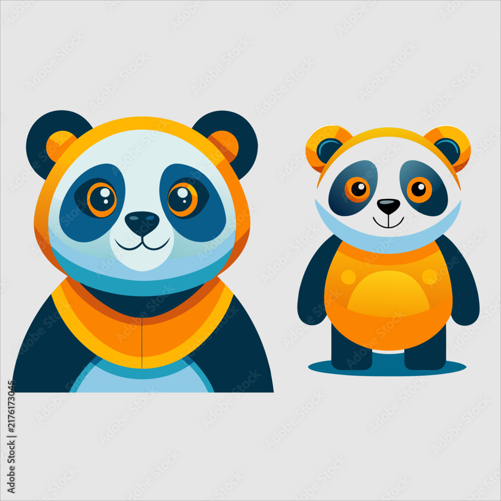 Fototapeta premium Funny Cartoon Bird and Owl Family Set Cute Penguin Animal Characters Vector Illustration Nature Icons Collection for Business and Creative Design