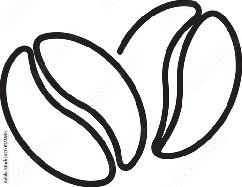 Minimalist coffee bean line art icon for cafe branding and beverage menu design.