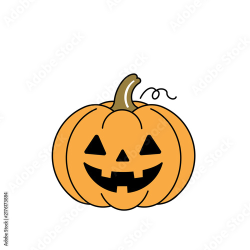 ハロウィンを象徴する笑顔のジャックオランタンのかぼちゃ（オレンジ）