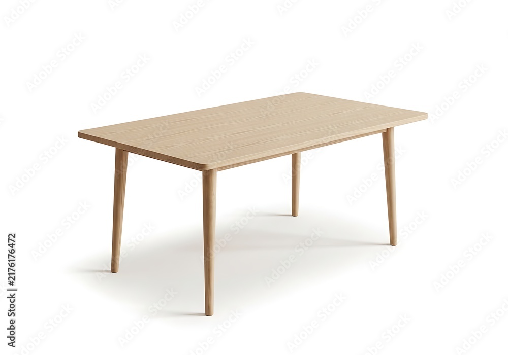 Fototapeta premium Minimalist wooden dining table with tapered legs