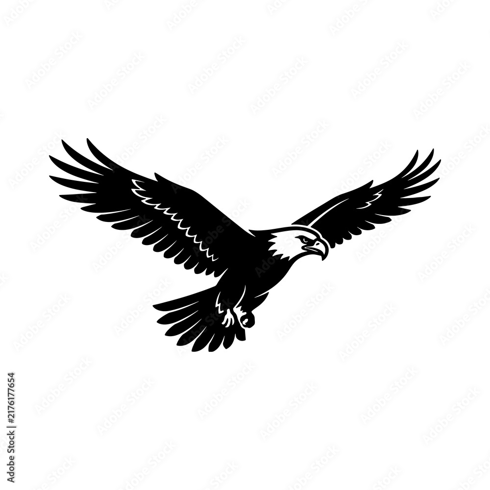 Fototapeta premium Soaring Bald Eagle Vector Logo