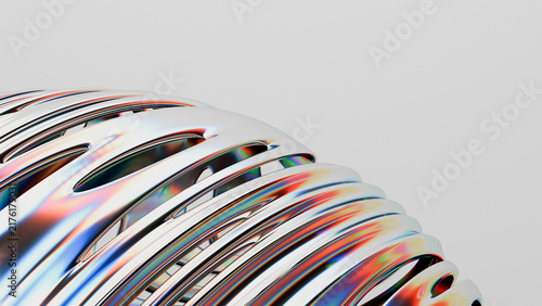 Obraz na płótnie Abstract 3D Silver Metallic Background, Holographic Reflections