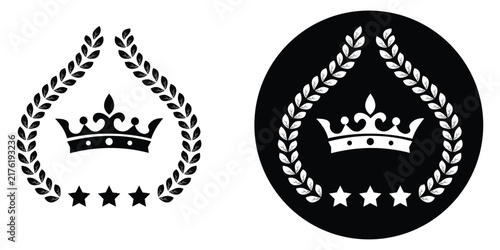 Luxury laurel wreath ornament icon set. Flat style wreath is composed leaves silhouette vector design. Modern leaf ceremony awarding of winner icon isolated on white background.
