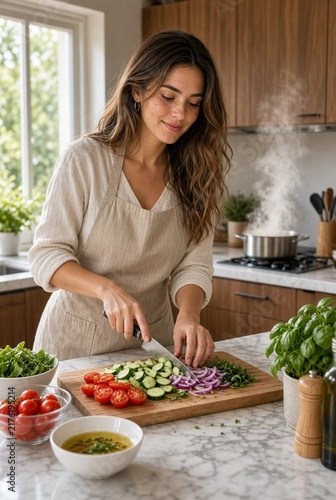 Donna successo cucina a casa