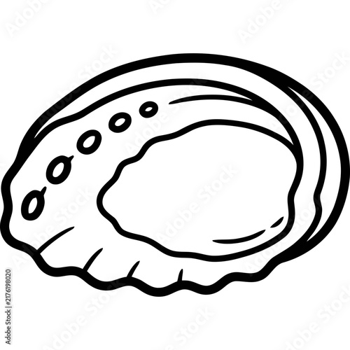 Abalone shell outline illustration. Hand drawn sea mollusk icon for marine design projects.