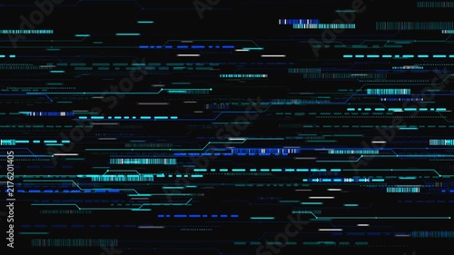 Data Stream HUD Interface with Blue Glowing Scanning Lines and Barcode Patterns for Futuristic Cyberspace Information Processing Visualization