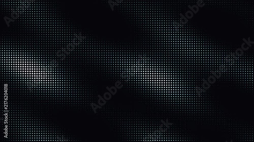 LED Digital Pixel Grid Flickering White Dots on Black Background for Screen Glitch Overlay Effects and Tech Visuals