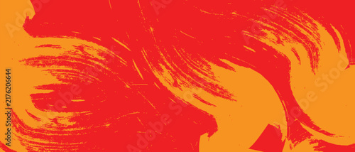 A creatively designed abstract portrait features a young woman with vibrant orange and red hues beautifully blending together in a dynamic artistic style