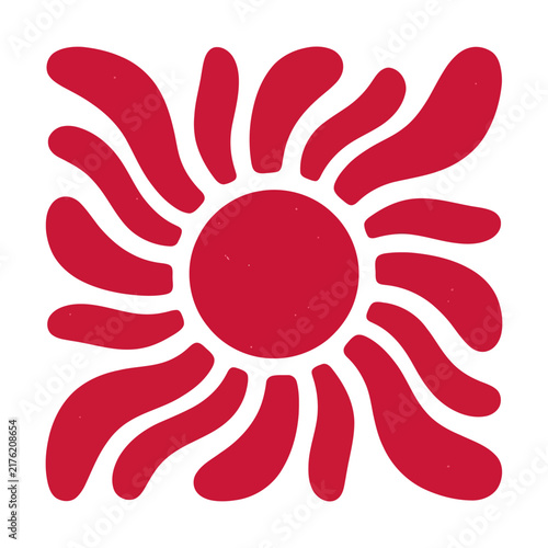 Abstract sun icon with wavy rays in bright pink color Vector