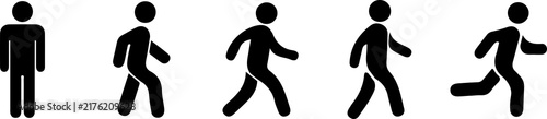 Fotografie Man stands, walk and run icon set