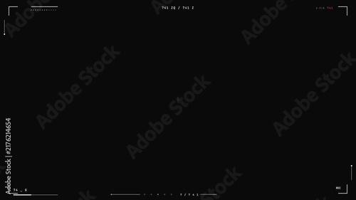 Camera Viewfinder HUD Recording Screen Overlay with Frame Markers and Digital Status Icons for Video Projects